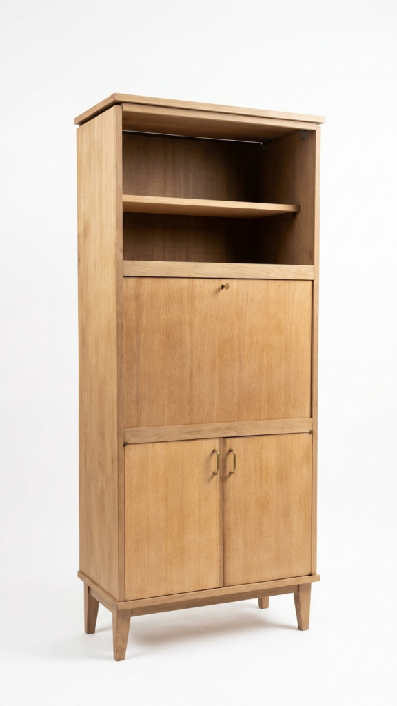 secrétaire-vintage-années-70- bois-brut